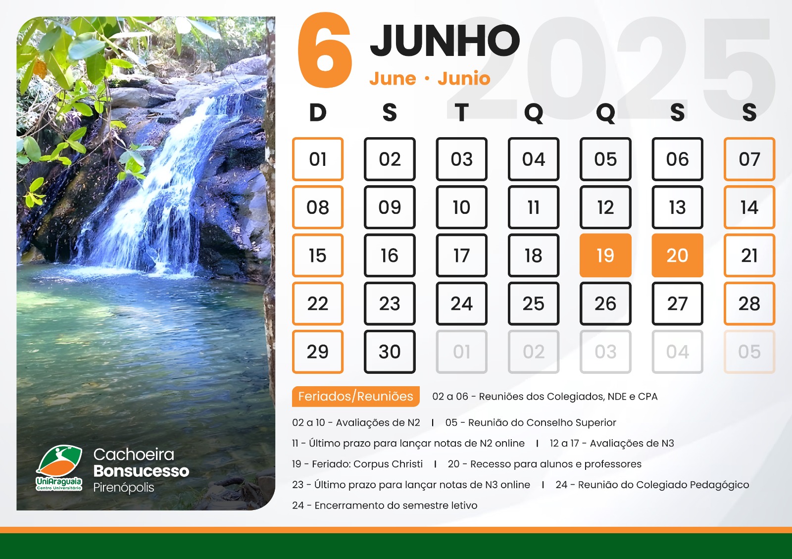 UniAraguaia - Calendário Acadêmico