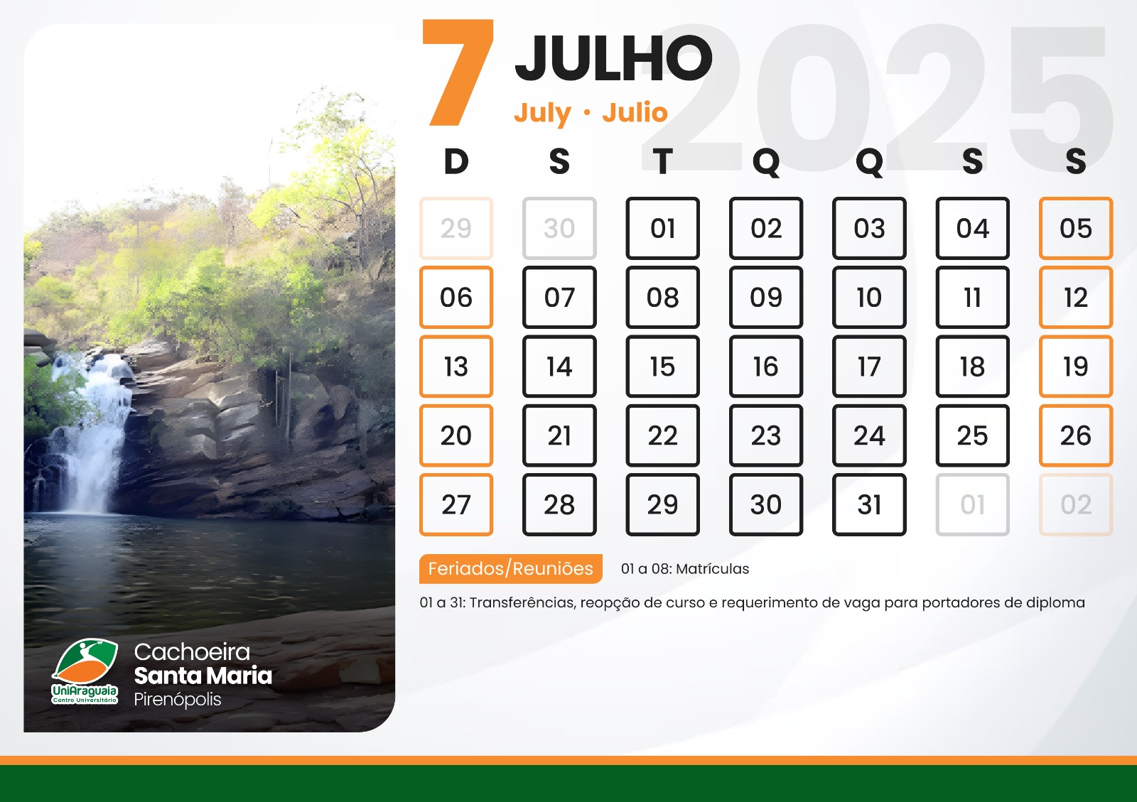 UniAraguaia - Calendário Acadêmico