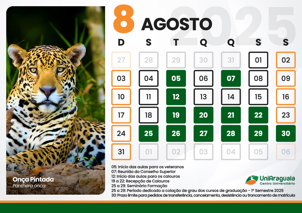 UniAraguaia - Calendário Acadêmico