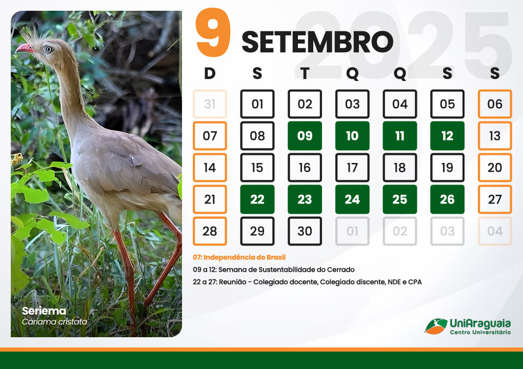 UniAraguaia - Calendário Acadêmico