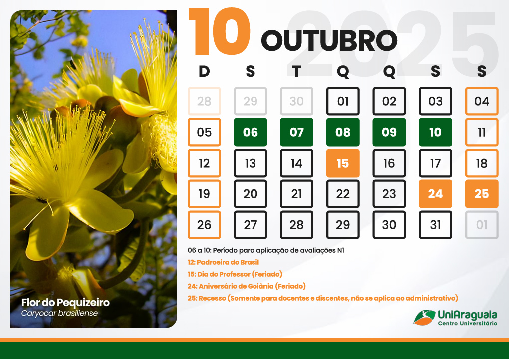 UniAraguaia - Calendário Acadêmico