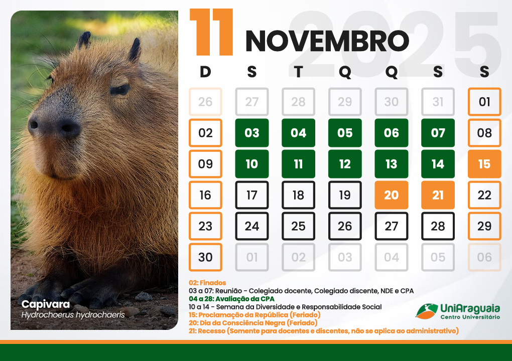 UniAraguaia - Calendário Acadêmico