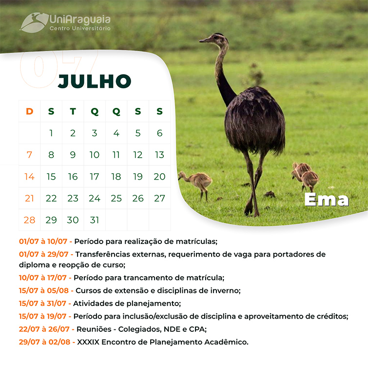 UniAraguaia - Calendário Acadêmico