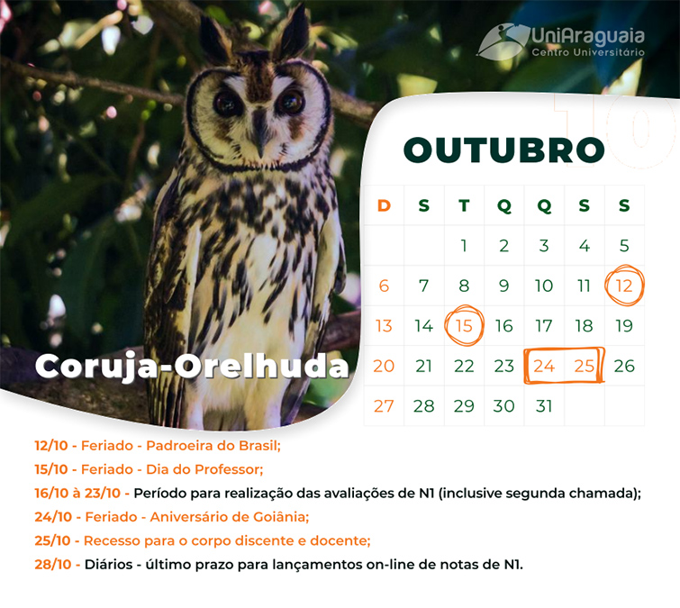 UniAraguaia - Calendário Acadêmico