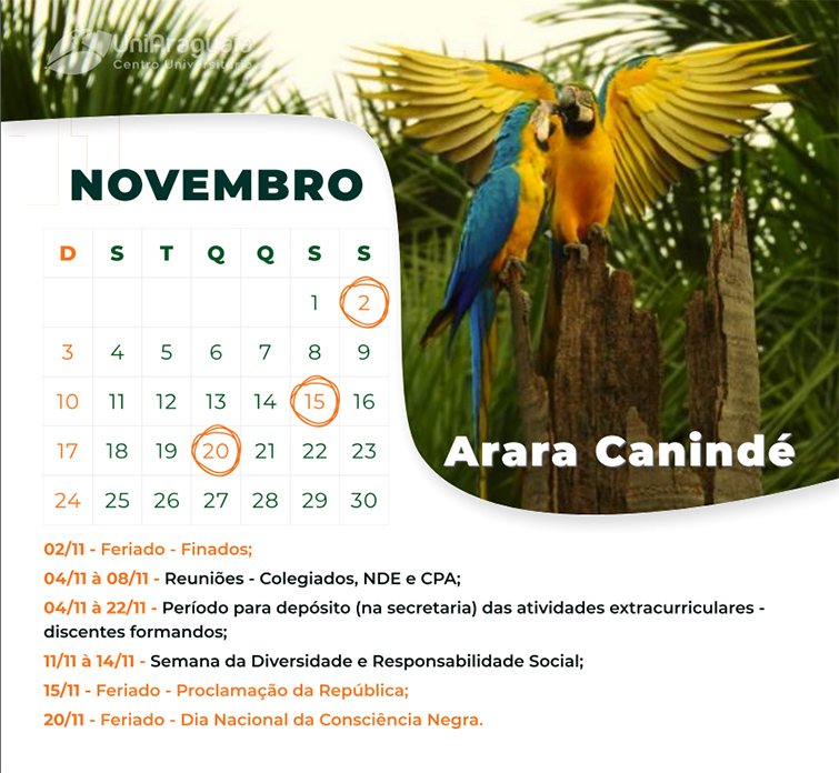 UniAraguaia - Calendário Acadêmico