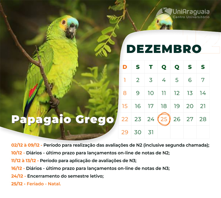 UniAraguaia - Calendário Acadêmico